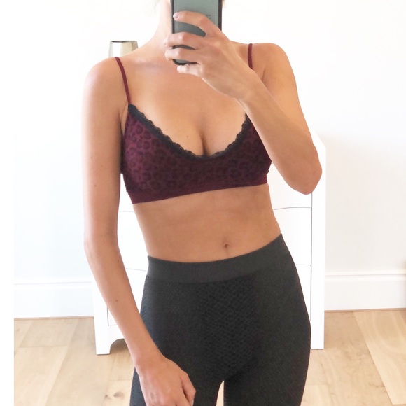 LAGUNA Burgundy Leopard Lace Trim Bralette - Picture 4 of 9